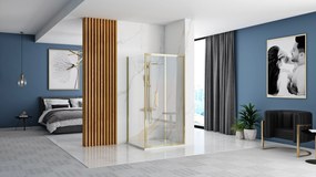 Rea Rapid Fold, sprchovací kút so skladacími dverami 80(dvere) x 100(stena) x 195 cm, číre sklo, zlatý profil, KPL-09132