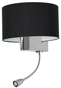 EUlight Nástenné svietidlo Napoli, 1x čierne textilné tienidlo + 1xLED 1w, ch