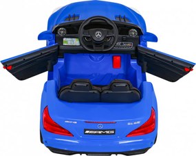 Ramiz Mercedes Benz AMG SL65 S elektrický pre deti Modrá + Diaľkové ovládanie + LED audio + Eco koža + EVA + Pomalý štart