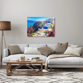 Sklenený obraz - Santorini, Grécko (70x50 cm)