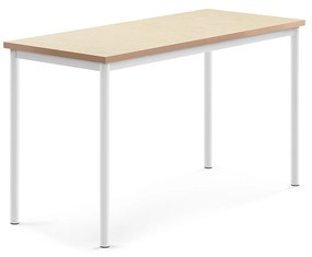 Stôl SONITUS, 1400x600x760 mm, linoleum - béžová, biela