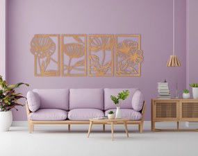 Štvordielny drevený obraz - Lúčnych kvetov - Buk
