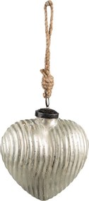 Strieborná antik sklenená ozdoba v tvare srdca M - 9*4*10 cm