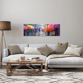 Obraz - Daždivý deň (s hodinami) (90x30 cm)