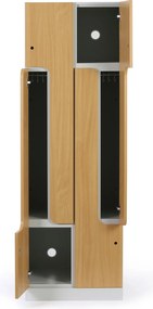 Kovová šatníková skrinka S1 Z, 4 oddiely, 1850 x 600 x 500 mm, mechanický kódový zámok, laminované dvere, biela