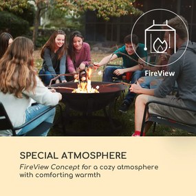 Blumfeldt Pentos, ohnisko a gril 2 v 1, Ø 73 cm, ochrana pred iskrami, gril Ø 60 cm, čierna