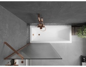 Mexen Next, vaňová zástena 1-krídlová 80 x 150 cm, fixné krídlo, 6 mm sklo s pruhmi, ružové zlato profil, 895-080-000-00-09-60