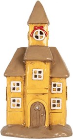 Žltý kostol svietnik na čajovú sviečku Homely - 23*17*43 cm