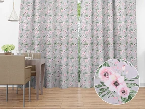Biante Bavlnený záves Sandra SA-178 Kvitnúce ruže na sivom 150x210 cm