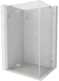 Mexen Lunar, výklopný sprchový kút ľavý 75 x 80 cm, 8mm číre sklo, zlatý matný profil, 834-075-080-55-00-L