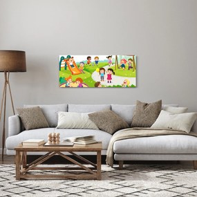 Obraz detských radovánok na pieskovisku (120x50 cm)
