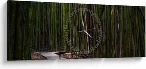 Obraz - Medzi bambusy (s hodinami) (90x30 cm)