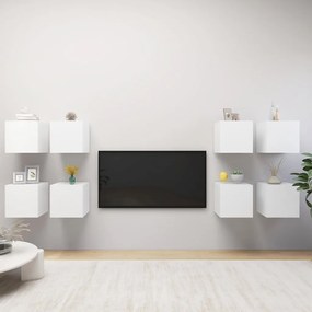 Nástenné TV skrinky 8 ks biele 30,5x30x30 cm