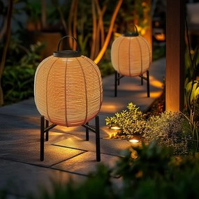 Solárna ratanová lampa LF04 prírodná