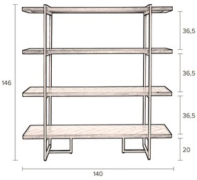 Čierna knižnica v dekore exotického dreva 140x146 cm Class - Dutchbone