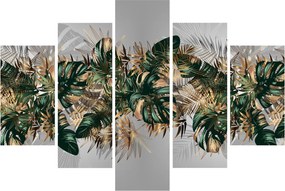 Obraz - Zlato-zelené tropické listy (150x105 cm)