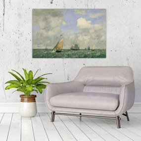 Obraz - Eugène Boudin, Ships and Sailing Boats Leaving Le Havre, reprodukcia (90x60 cm)