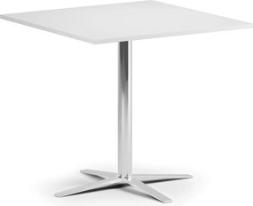 Konferenčný stolík AURA, 60x60 cm, chróm podnož, biela