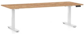 Výškovo nastaviteľný stôl OfficeTech C, 200 x 80 cm, biela podnož, dub kraft