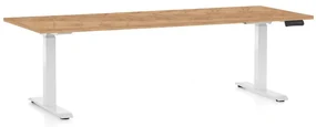 Výškovo nastaviteľný stôl OfficeTech C, 200 x 80 cm, biela podnož, dub kraft