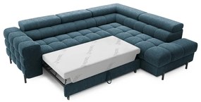 Modrá rozkladacia/s úložným priestorom rohová pohovka z textílie buklé (pravý roh/do L) Ferucce – ELTAP