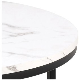 Biely okrúhly konferenčný stolík s doskou v dekore mramoru ø 80 cm Spiro – Actona