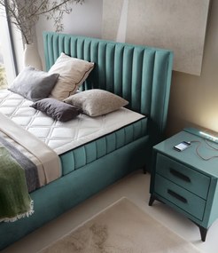 Nočný stolík s 2 zásuvkami Joy, modrozelená aqua látka