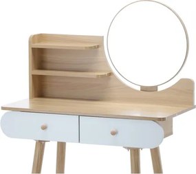 Toaletný stolík NORDIC WOOD naturálny / biely PHO7865