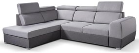 Rozkladacia rohová sedacia súprava MATRIX do L, šedá, ľavá, s úložným priestorom