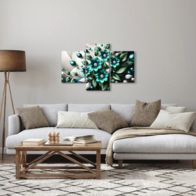 Obraz - 3D tyrkysové kvety (90x60 cm)