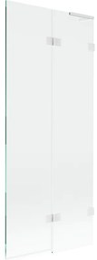 Mexen Lunar L, pravá 2-krídlová vaňová zástena 80 x 150 cm, 8mm číre sklo, biely profil, 897L-080-100-20-00-P