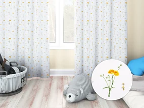 Biante Detský bavlnený záves Sandra SA-497 Žlté bylinky na bielom 150x250 cm