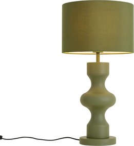 Retro stolná lampa zelená s látkovým tienidlom - Captain