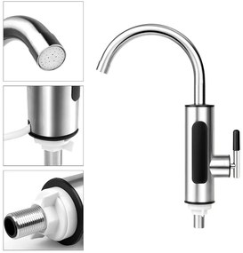 Elektrická vodovodná batéria s ohrievačom vody a spodným pripojením