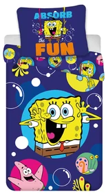 DETSKÉ BAVLNENÉ OBLIEČKY SPONGEBOB 100X135 CM, 1KS 40X60 CM VZOROVANÉ