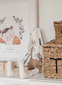 Plyšový králik v béžovom overale eukaliptus s menom dieťaťa
