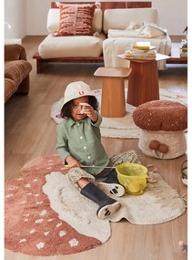Prateľný ručne tkaný bavlnený detský koberec v tehlovej farbe krémový 120x120 cm Boletus – Lorena Canals
