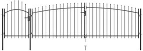 Záhradná plotová brána s hrotmi 5x1,75 m, čierna