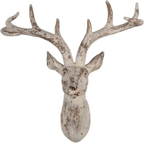 Béžová antik nástenná dekorácia Jelen Deer - 33*16*37 cm