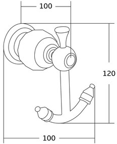 Mexen príslušenstvo, ESTELA držiak na uteráky, 2-háčik, ružové-zlato, 7011535-60