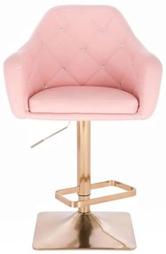 LuxuryForm DESIGN Barová stolička ROMA na zlatej hranatej podstave - ružová