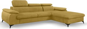 Rohová sedacia súprava Scala, žltá látka, pravý roh