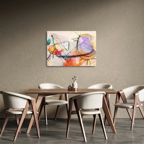 Sklenený obraz - Abstrakcia, vtáčik (70x50 cm)