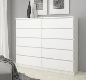 Komoda Kuba 140 cm 10 zásuviek biela