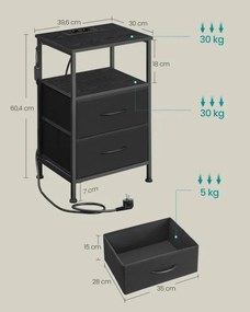 Nočný stolík BELLAH s nabíjacou stanicou LGS302BH02
