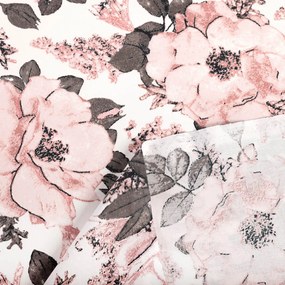 Biante Bavlnený záves Sandra SA-549 Ružové ruže a puky na bielom 150x190 cm