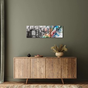 Obraz - Priemyselný život (s hodinami) (90x30 cm)