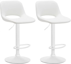 Design-Shop 2x Barová stolička Camden - koženka, biely rám - Biela