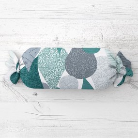 Biante Vankúš valec bonbon Sandra SA-444 Sivo-petrolejové kvapky s ornamentami 15x80 cm