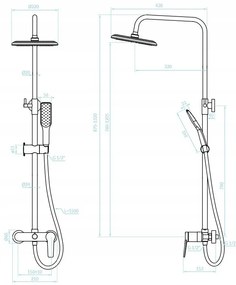 Kuchinox Alanis, sprchová súprava s ručnou a hlavovou sprchou, biela-zlatá lesklá, LAV-PQI_W0OB